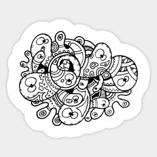 Cute and Crazy Doodle Charachters Sticker